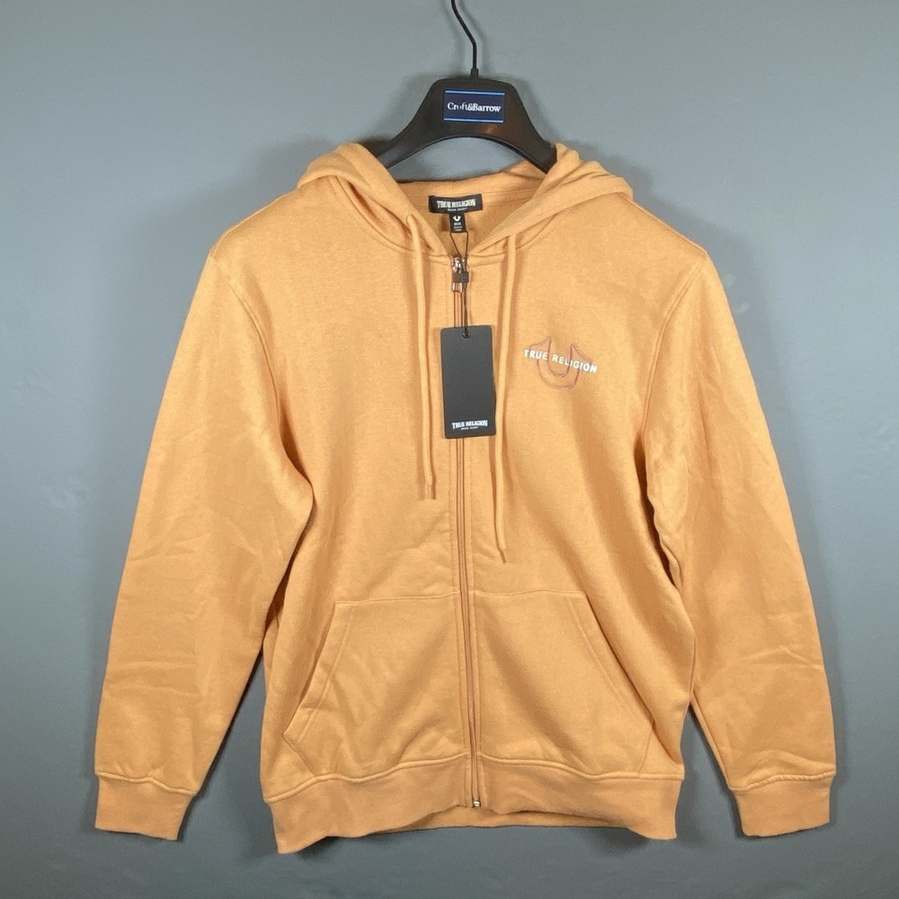 True Religion Core Zip Up Hoodie Mandarin Orange Medium Brand New
